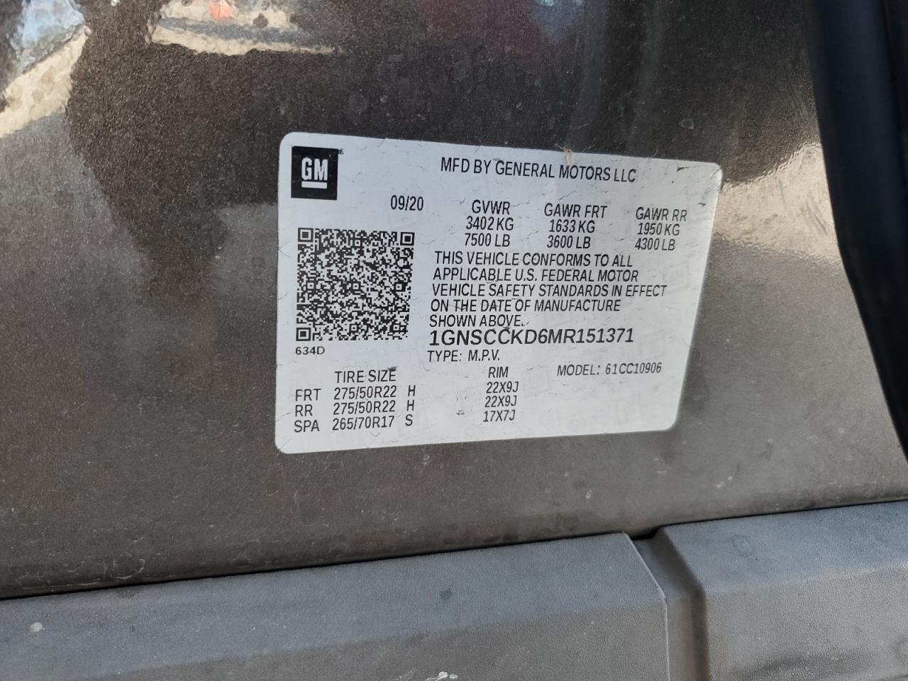 2021 Chevrolet Suburban C1500 Lt VIN: 1GNSCCKD6MR151371 Lot: 93137215