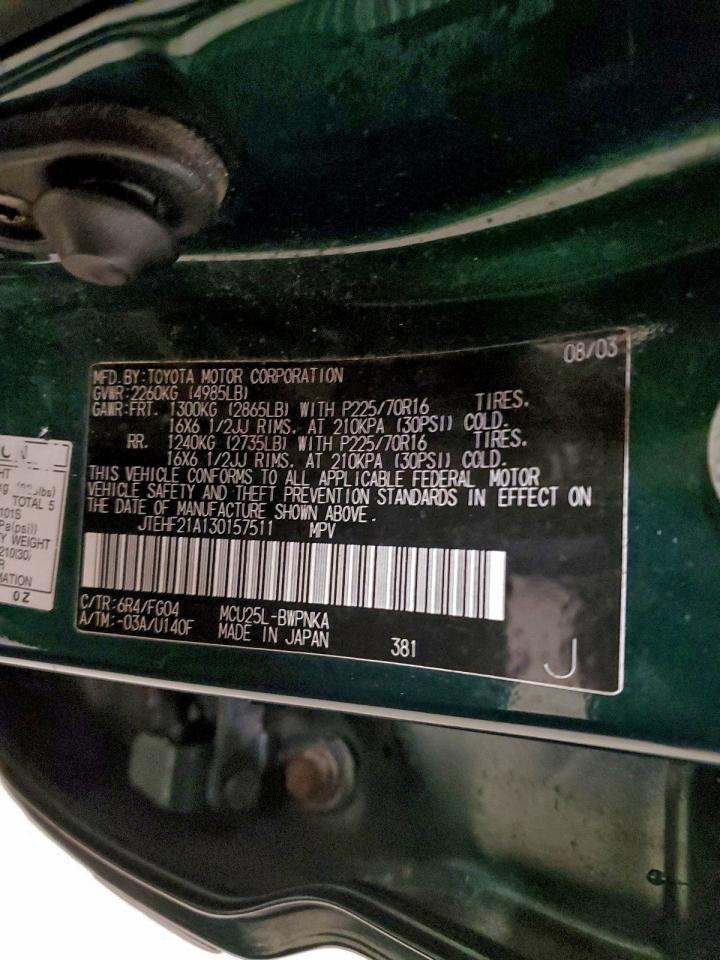 2003 Toyota Highlander Limited VIN: JTEHF21A130157511 Lot: 93666965