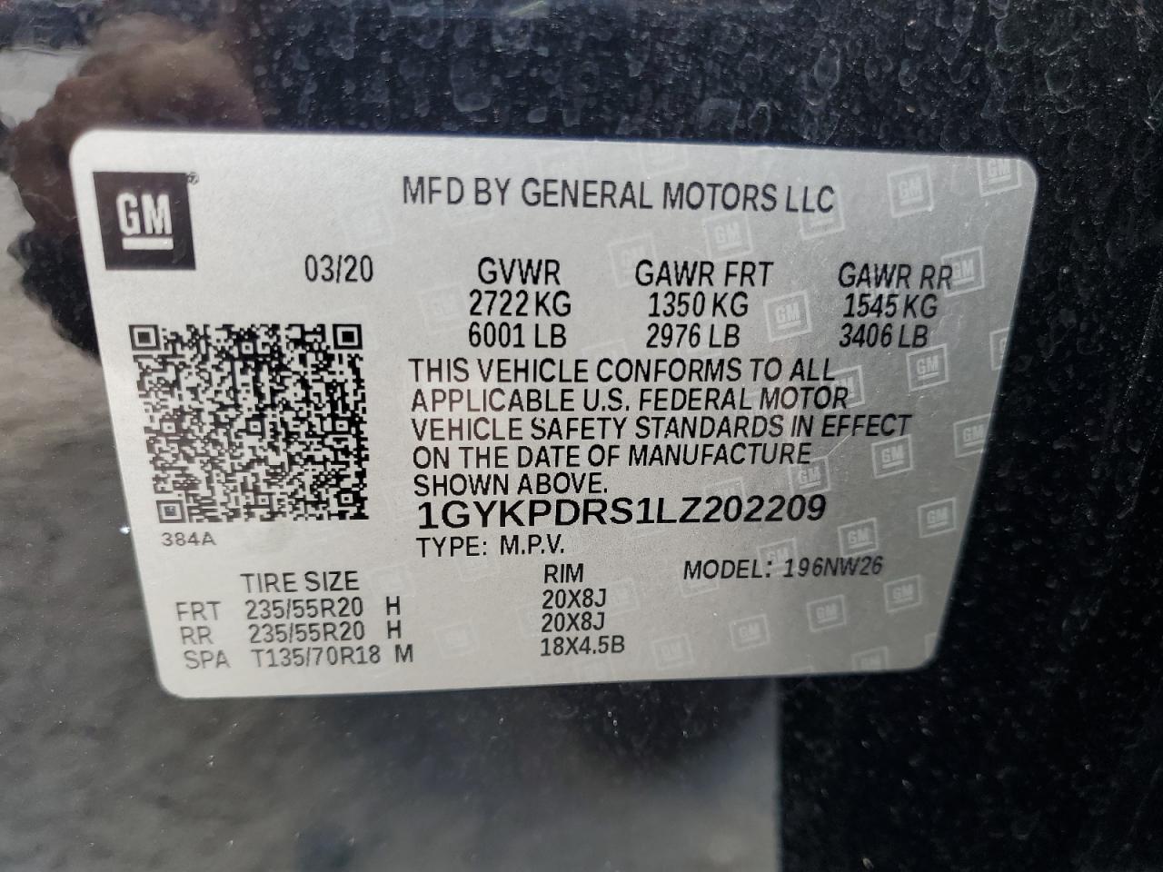 2020 Cadillac Xt6 Premium Luxury VIN: 1GYKPDRS1LZ202209 Lot: 92458445