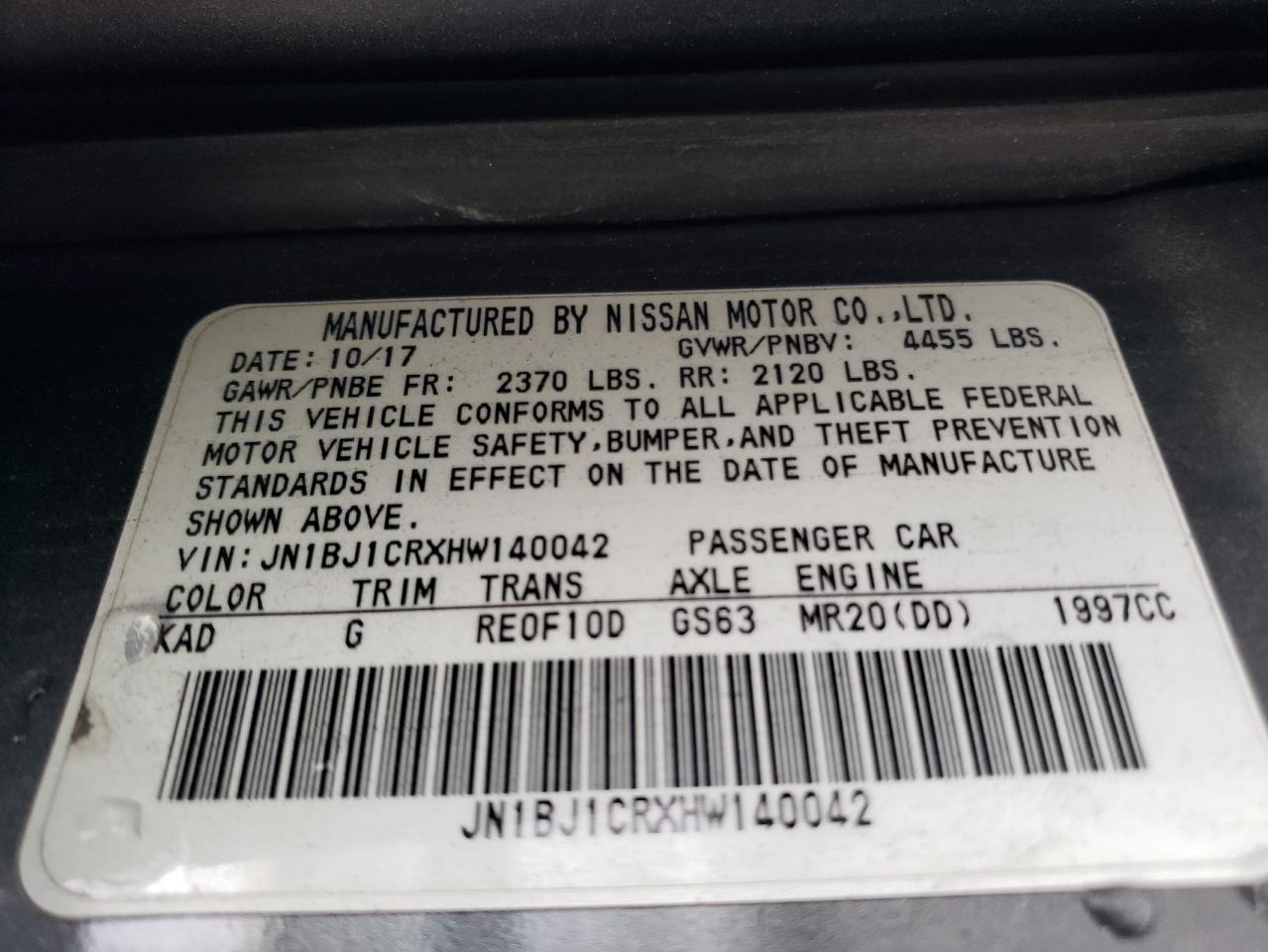 2017 Nissan Rogue Sport S VIN: JN1BJ1CRXHW140042 Lot: 92709895