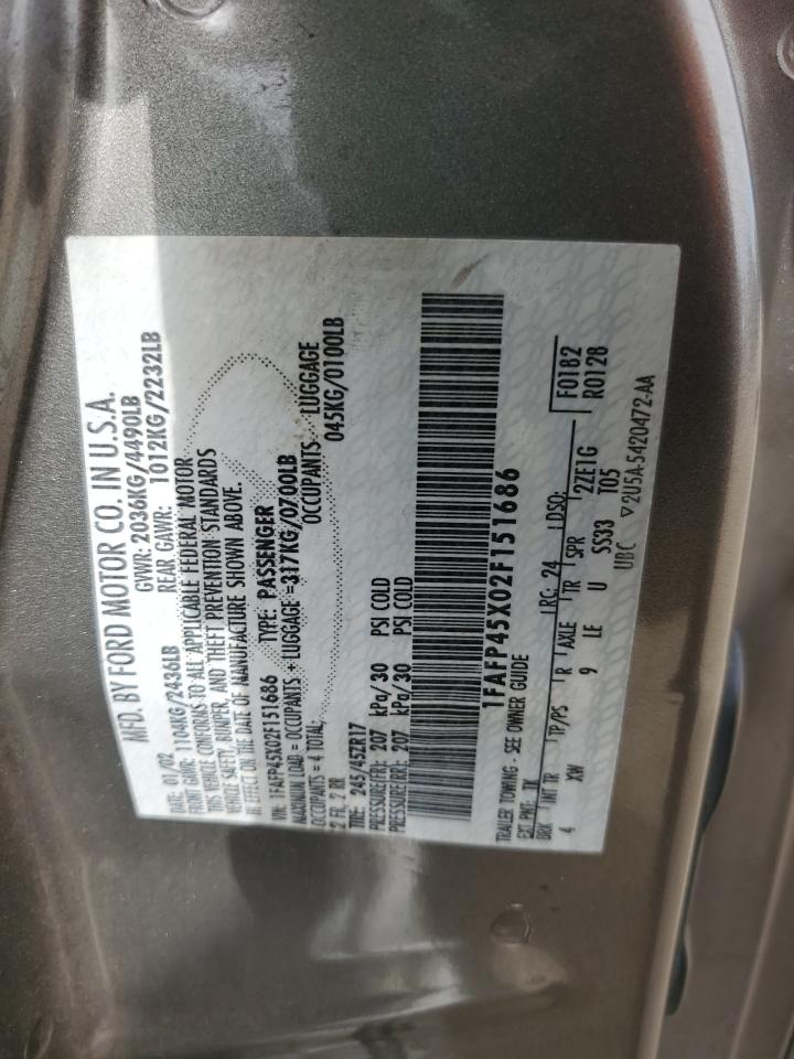 2002 Ford Mustang Gt VIN: 1FAFP45X02F151686 Lot: 90540845