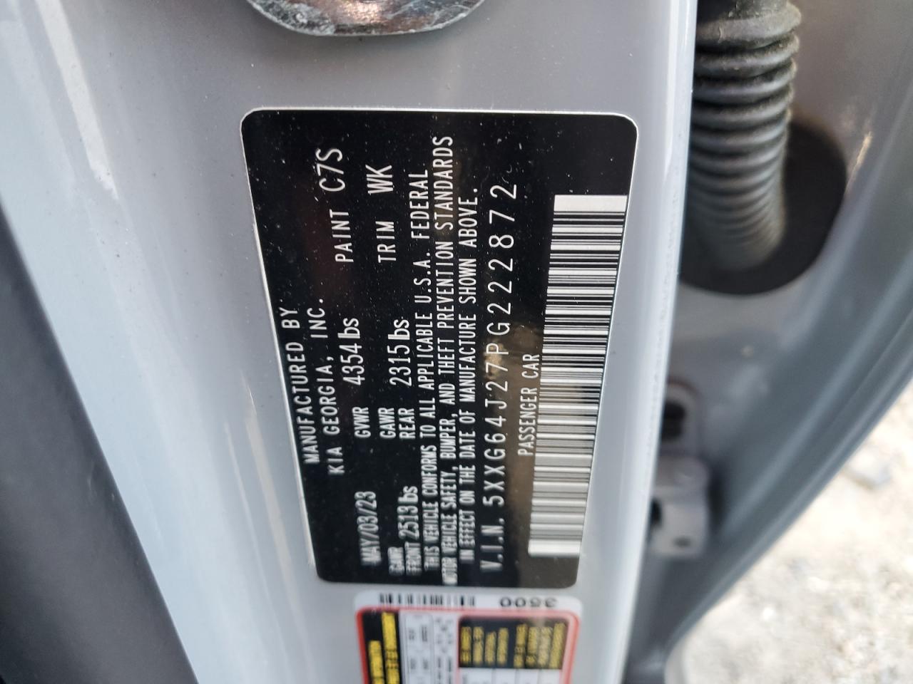 2023 Kia K5 Gt Line VIN: 5XXG64J27PG222872 Lot: 93070185