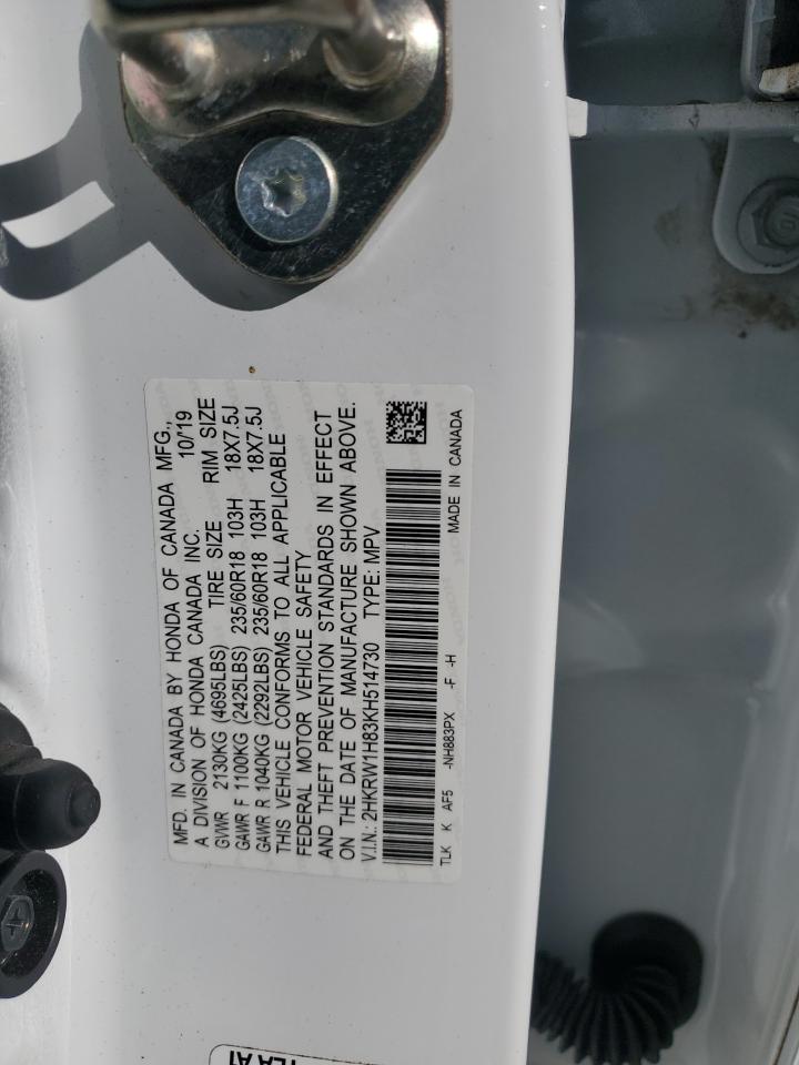 2019 Honda Cr-V Exl VIN: 2HKRW1H83KH514730 Lot: 92656835
