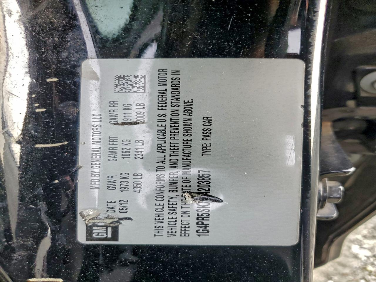 2012 Buick Verano Convenience VIN: 1G4PR5SKXC4203857 Lot: 93008285