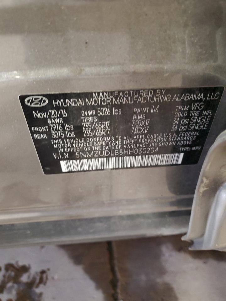 2017 Hyundai Santa Fe Sport VIN: 5NMZUDLB5HH030204 Lot: 92240175