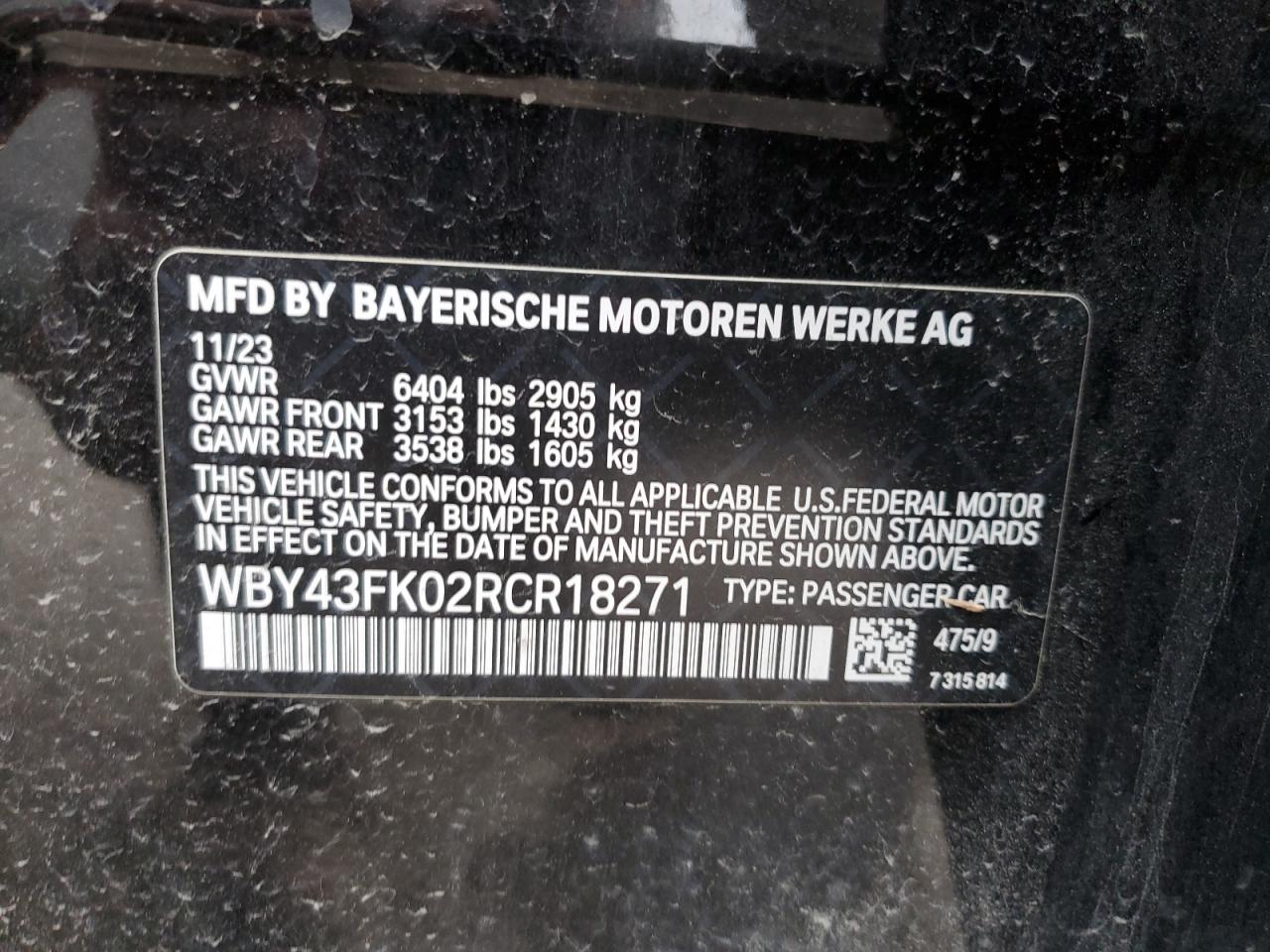 2024 BMW I5 M60 VIN: WBY43FK02RCR18271 Lot: 91442205