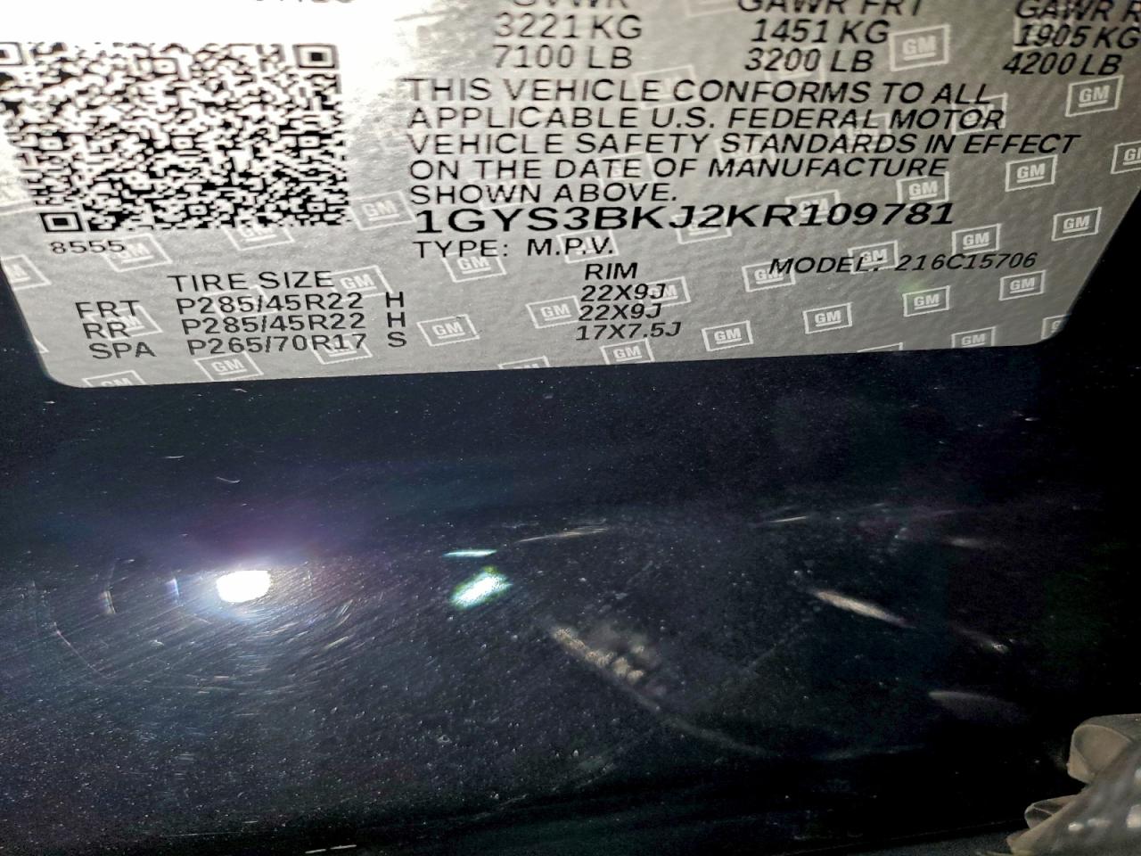 2019 Cadillac Escalade Luxury VIN: 1GYS3BKJ2KR109781 Lot: 95300405