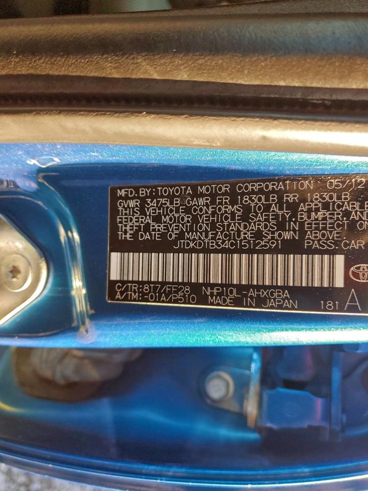 2012 Toyota Prius C VIN: JTDKDTB34C1512591 Lot: 93754635