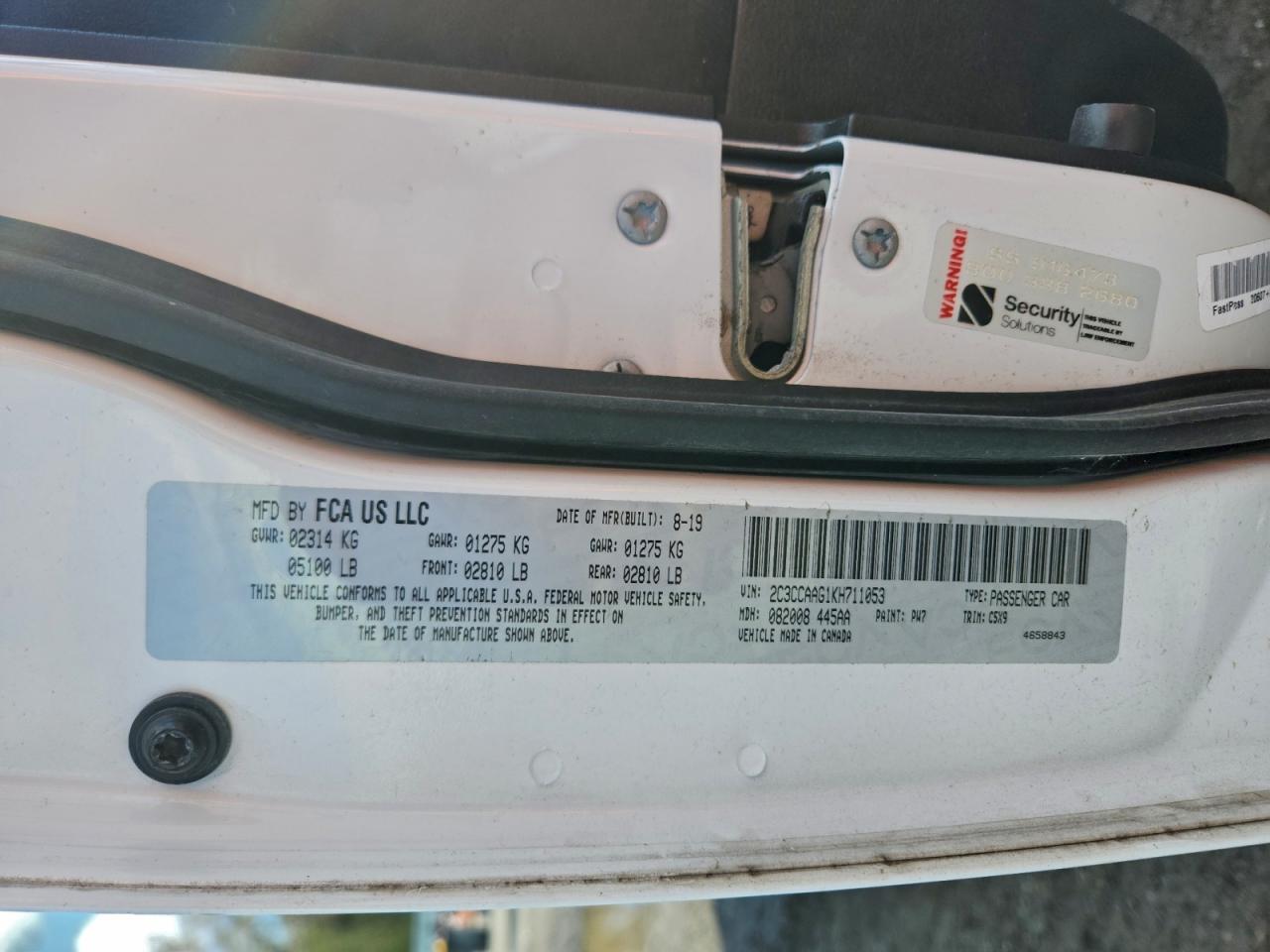 2019 Chrysler 300 Touring VIN: 2C3CCAAG1KH711053 Lot: 94384515