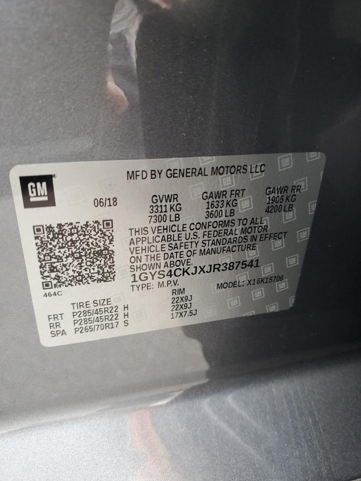 2018 Cadillac Escalade Premium Luxury VIN: 1GYS4CKJXJR387541 Lot: 92456695