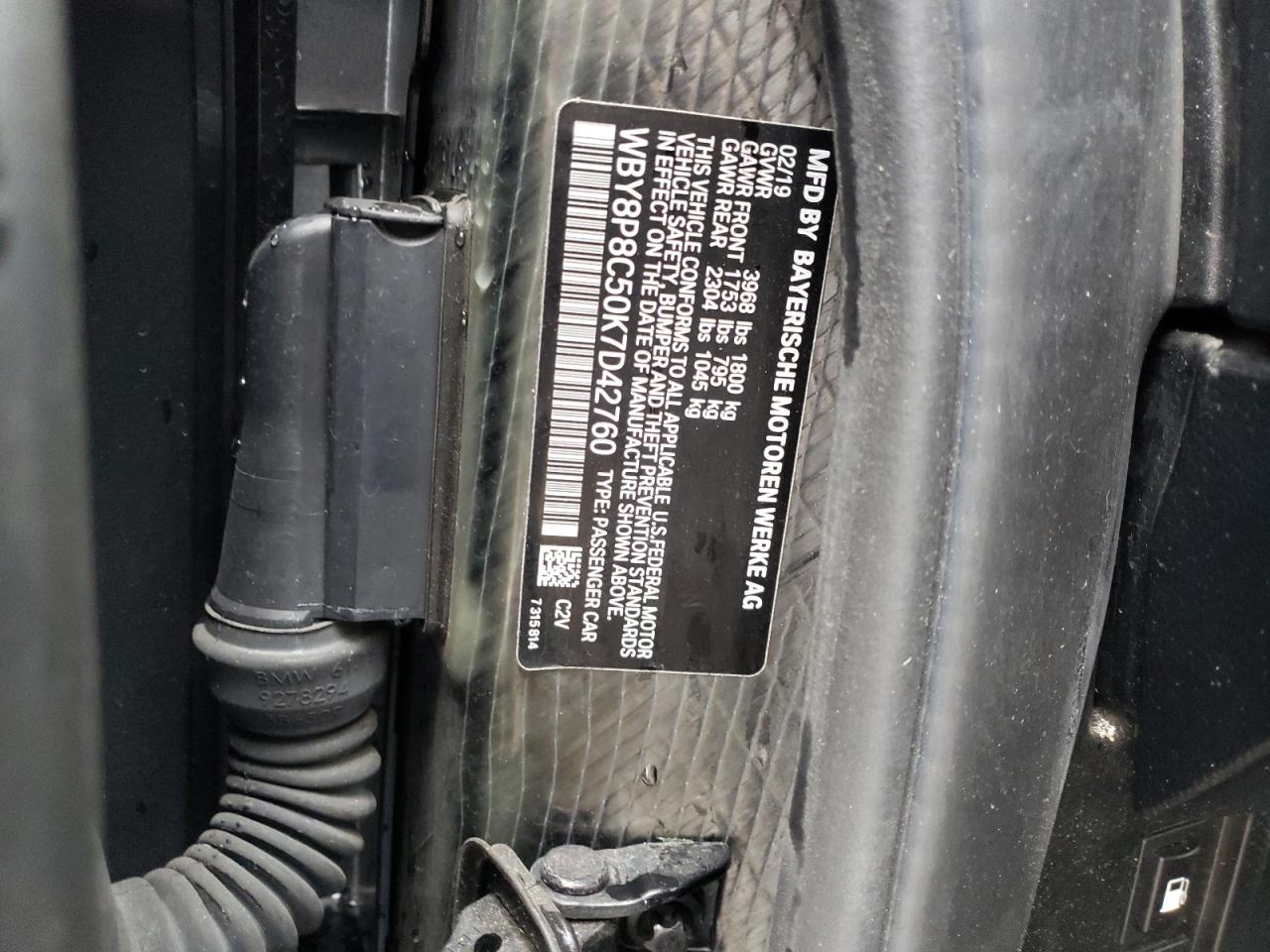 2019 BMW I3 S Rex VIN: WBY8P8C50K7D42760 Lot: 93324365