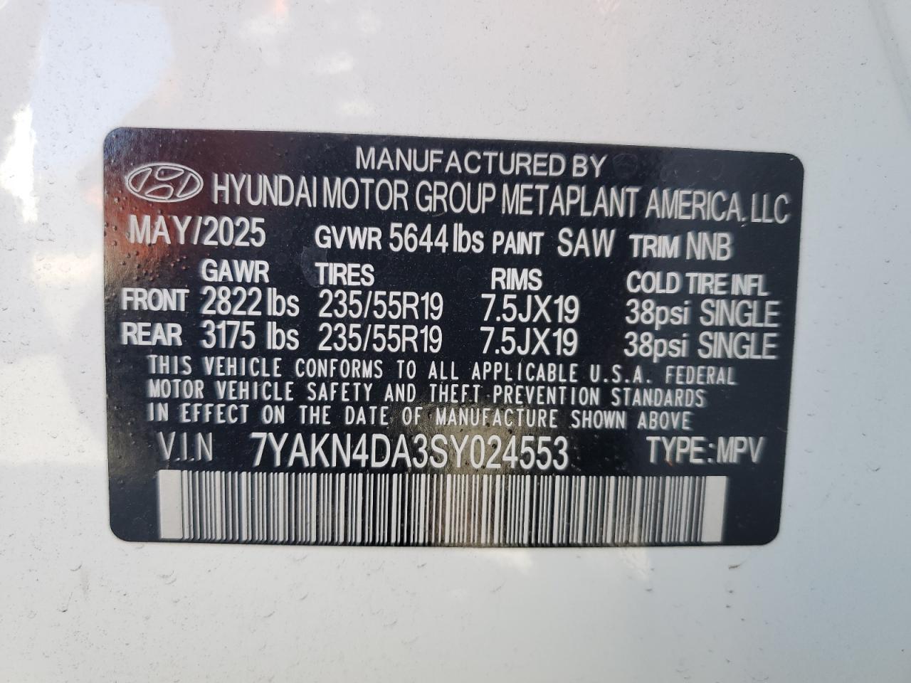 2025 Hyundai Ioniq 5 Sel VIN: 7YAKN4DA3SY024553 Lot: 91518525