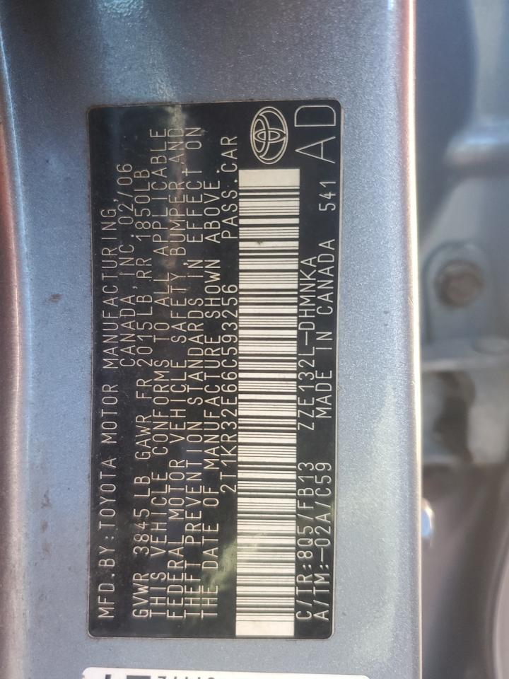 2006 Toyota Corolla Matrix Xr VIN: 2T1KR32E66C593256 Lot: 91329465