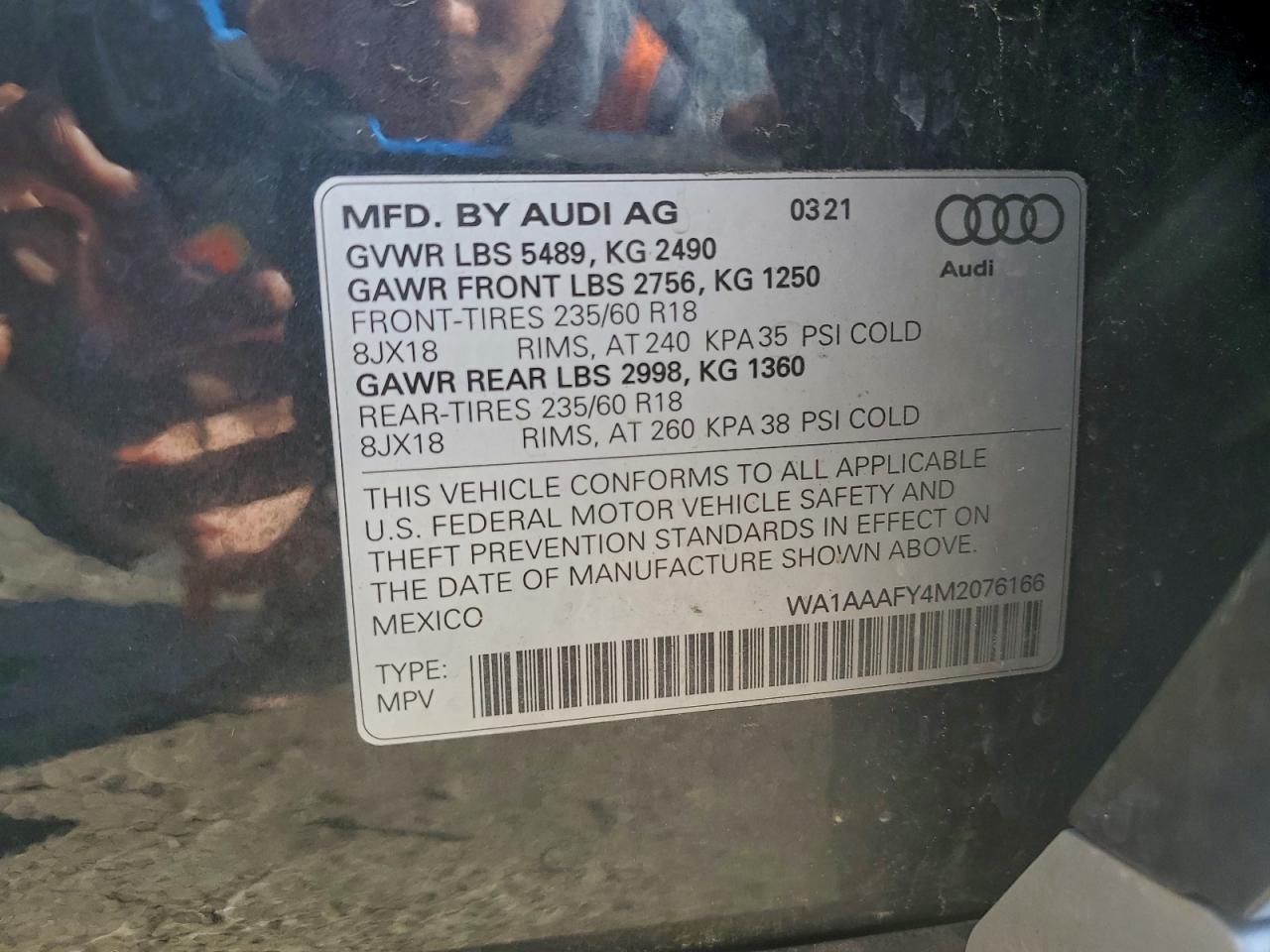 2021 Audi Q5 Premium VIN: WA1AAAFY4M2076166 Lot: 93357475