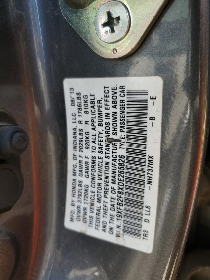 2013 Honda Civic Ex VIN: 19XFB2F8XDE265826 Lot: 91325125