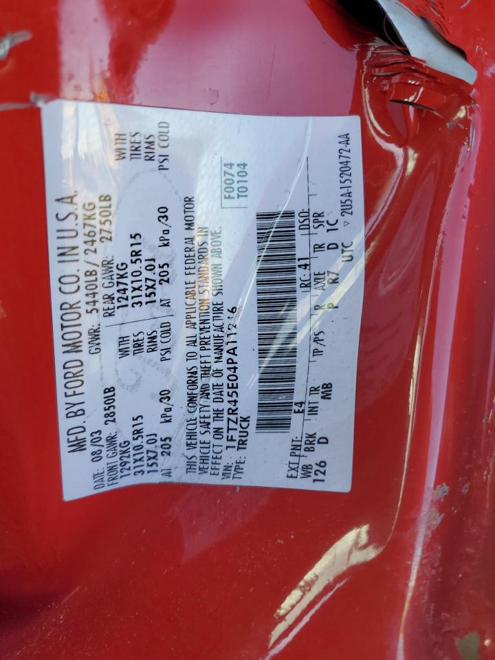 2004 Ford Ranger Super Cab VIN: 1FTZR45E04PA11246 Lot: 92425595