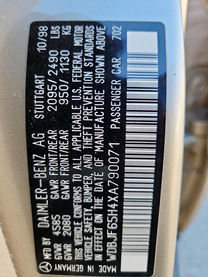 1999 Mercedes-Benz E 320 VIN: WDBJF65H4XA790071 Lot: 89526635