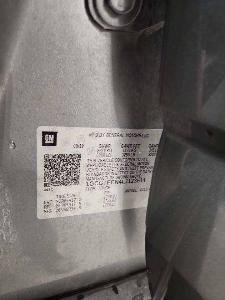 2020 Chevrolet Colorado Zr2 VIN: 1GCGTEEN4L1123614 Lot: 92514525