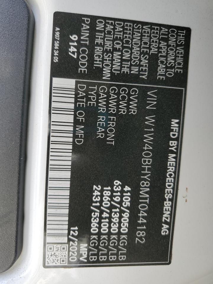 2021 Mercedes-Benz Sprinter 2500 VIN: W1W40BHY8MT044182 Lot: 91816735