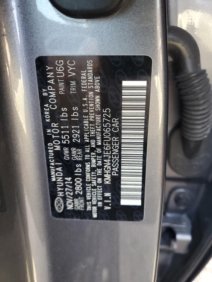 2015 Hyundai Genesis 3.8L VIN: KMHGN4JE6FU065725 Lot: 92445785
