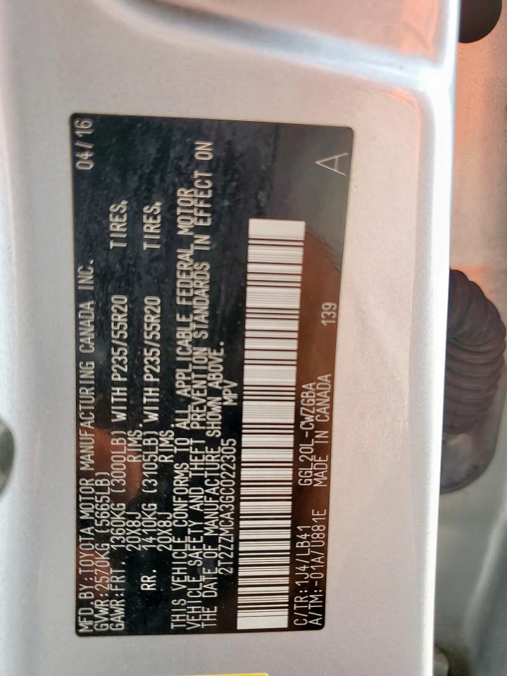 2016 Lexus Rx 350 VIN: 2T2ZZMCA3GC022305 Lot: 91591945