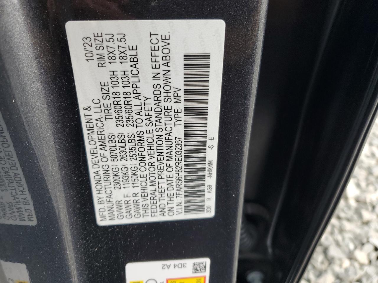 2024 Honda Cr-V Sport-L VIN: 7FARS6H82RE032367 Lot: 93439715