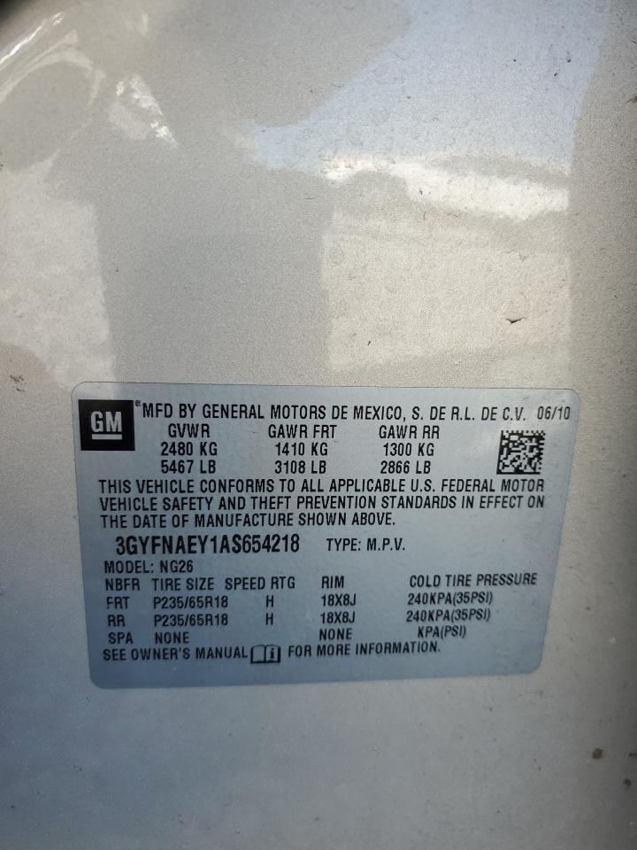 2010 Cadillac Srx Luxury Collection VIN: 3GYFNAEY1AS654218 Lot: 91029055