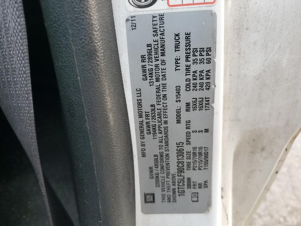 2012 GMC Canyon VIN: 1GTC5LF90C8130615 Lot: 91968015