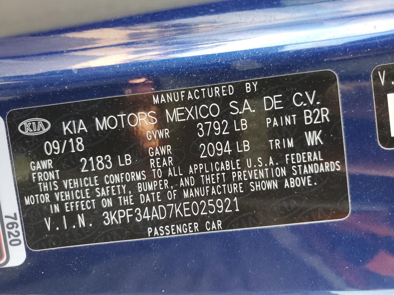 2019 Kia Forte Gt Line VIN: 3KPF34AD7KE025921 Lot: 91402695