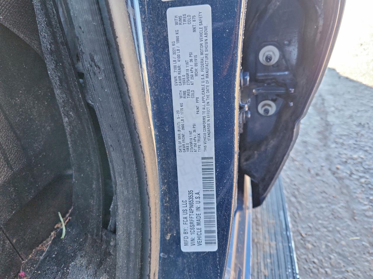 2023 Ram 1500 Big Horn/Lone Star VIN: 1C6SRFFT4PN653535 Lot: 94273675