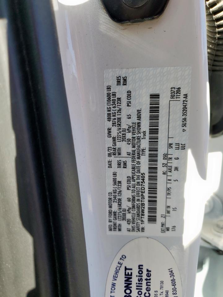 2023 Ford F250 Super Duty VIN: 1FT8W2BT0PED75405 Lot: 91706955