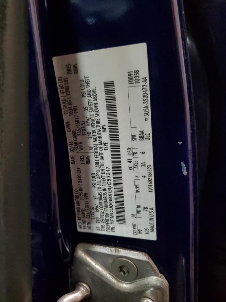 2016 Ford Escape Se VIN: 1FMCU0G9XGUC53217 Lot: 91609575