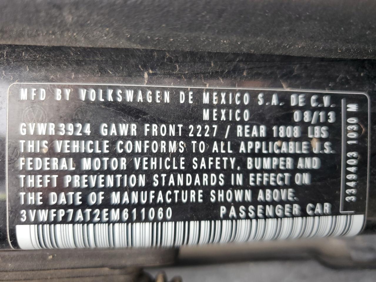 2014 Volkswagen Beetle VIN: 3VWFP7AT2EM611060 Lot: 92265115