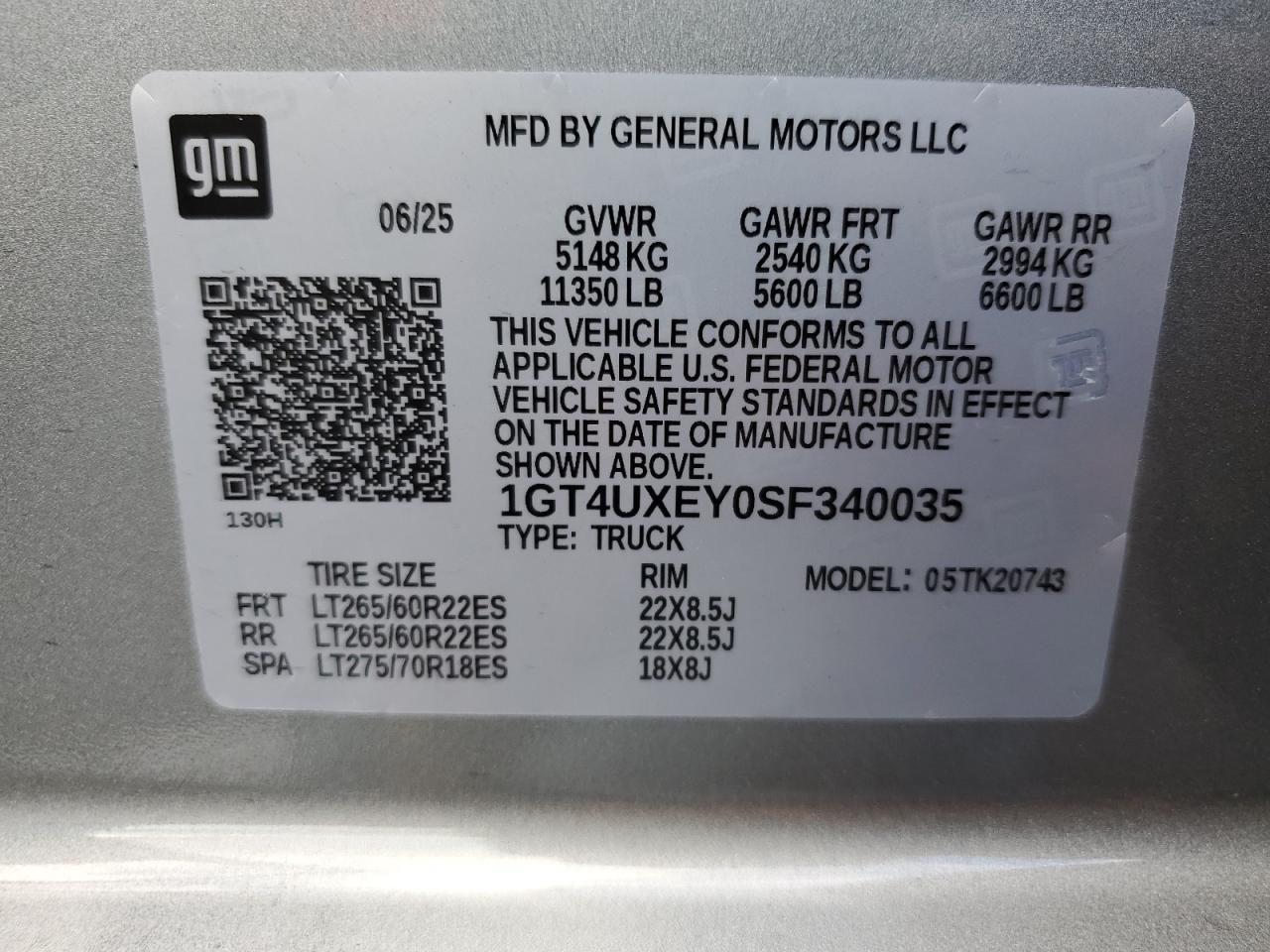 2025 GMC Sierra K2500 Denali Ultimate VIN: 1GT4UXEY0SF340035 Lot: 92831005