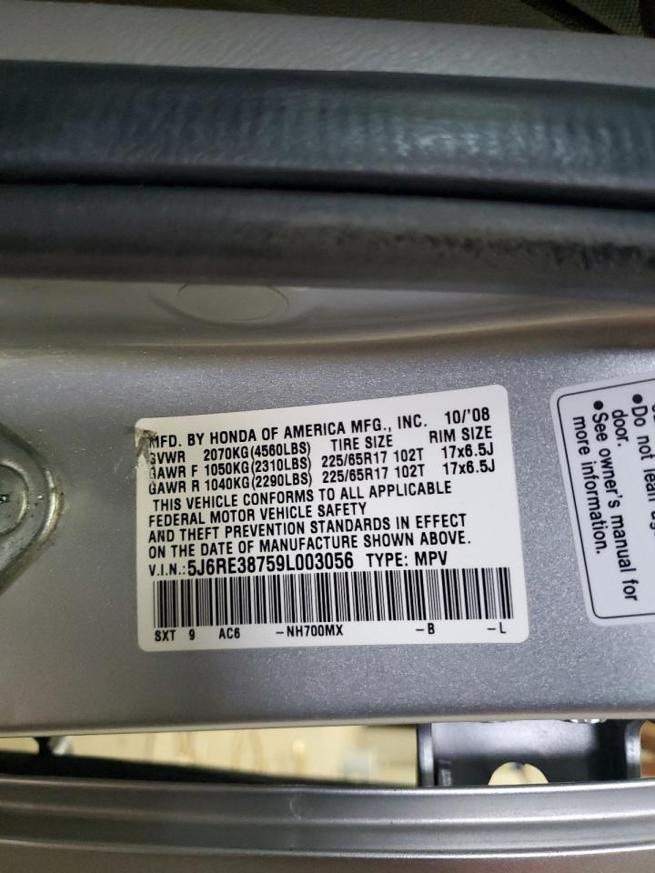 2009 Honda Cr-V Exl VIN: 5J6RE38759L003056 Lot: 93439725