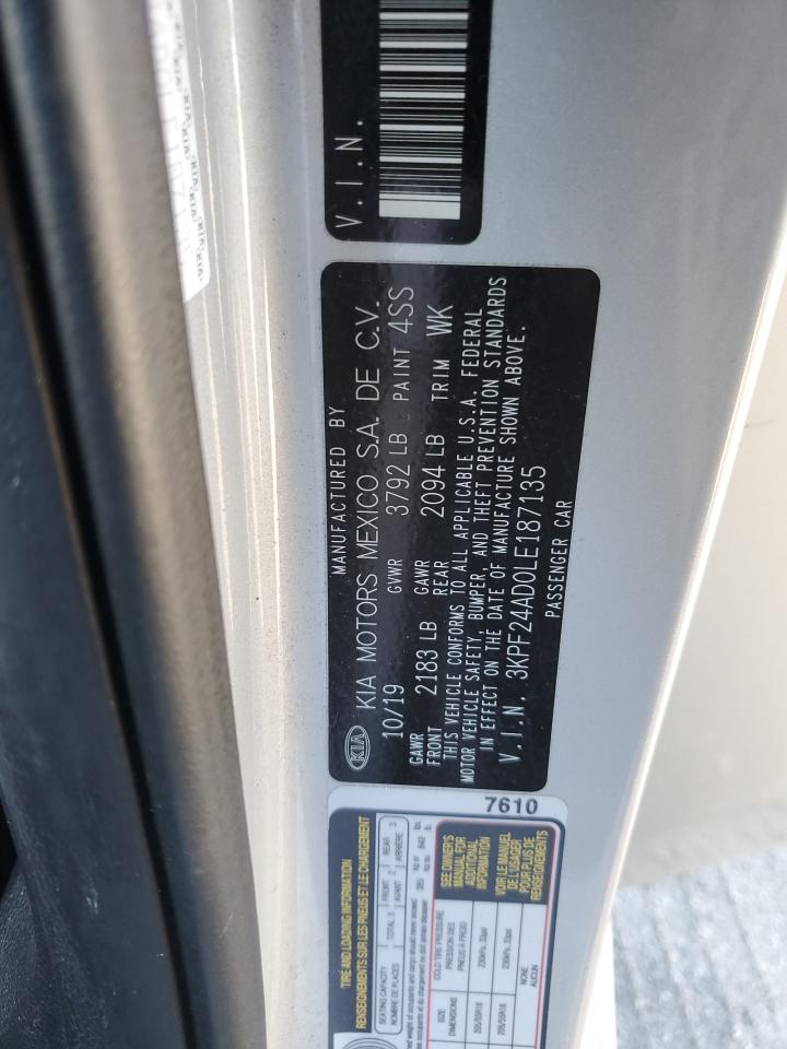 2020 Kia Forte Fe VIN: 3KPF24AD0LE187135 Lot: 91869765