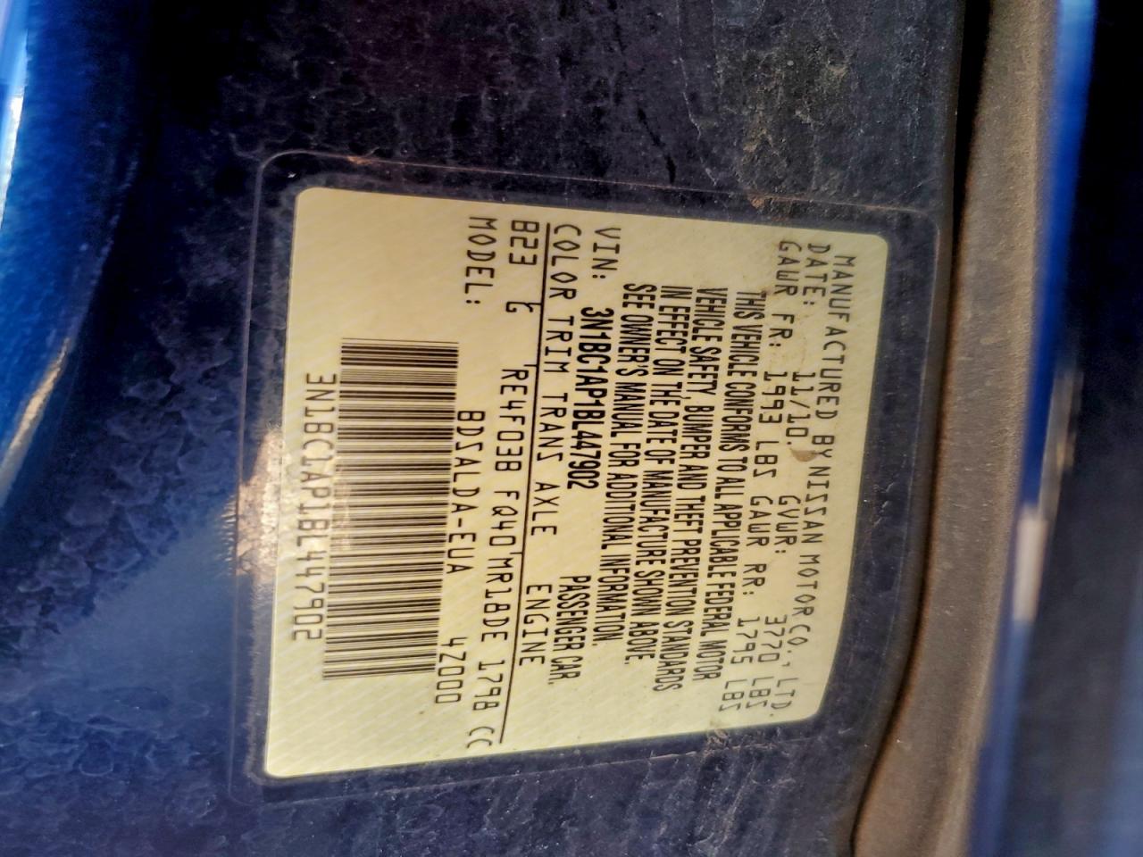 2011 Nissan Versa S VIN: 3N1BC1AP1BL447902 Lot: 93680145