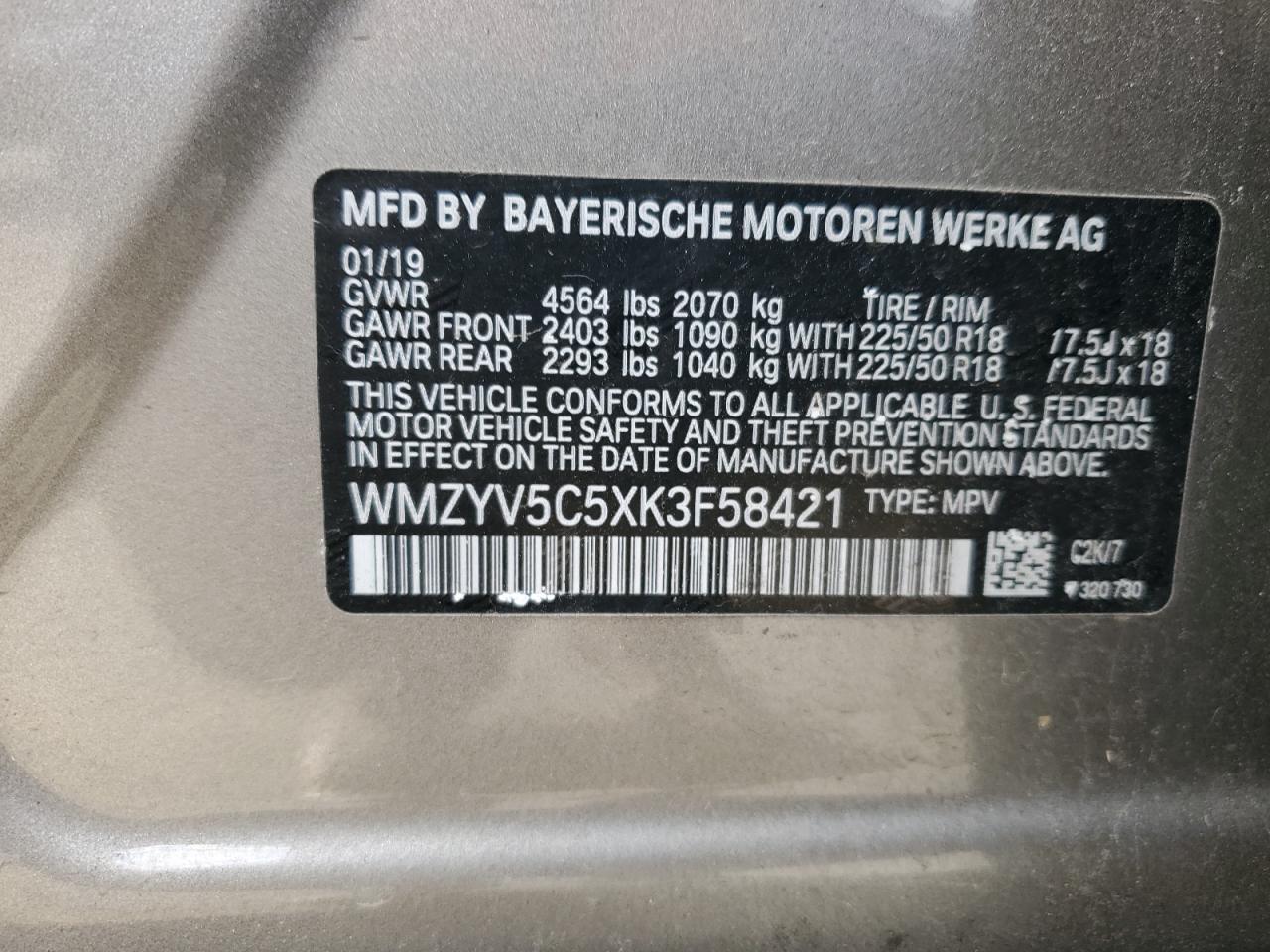 2019 Mini Cooper Countryman All4 VIN: WMZYV5C5XK3F58421 Lot: 91692885