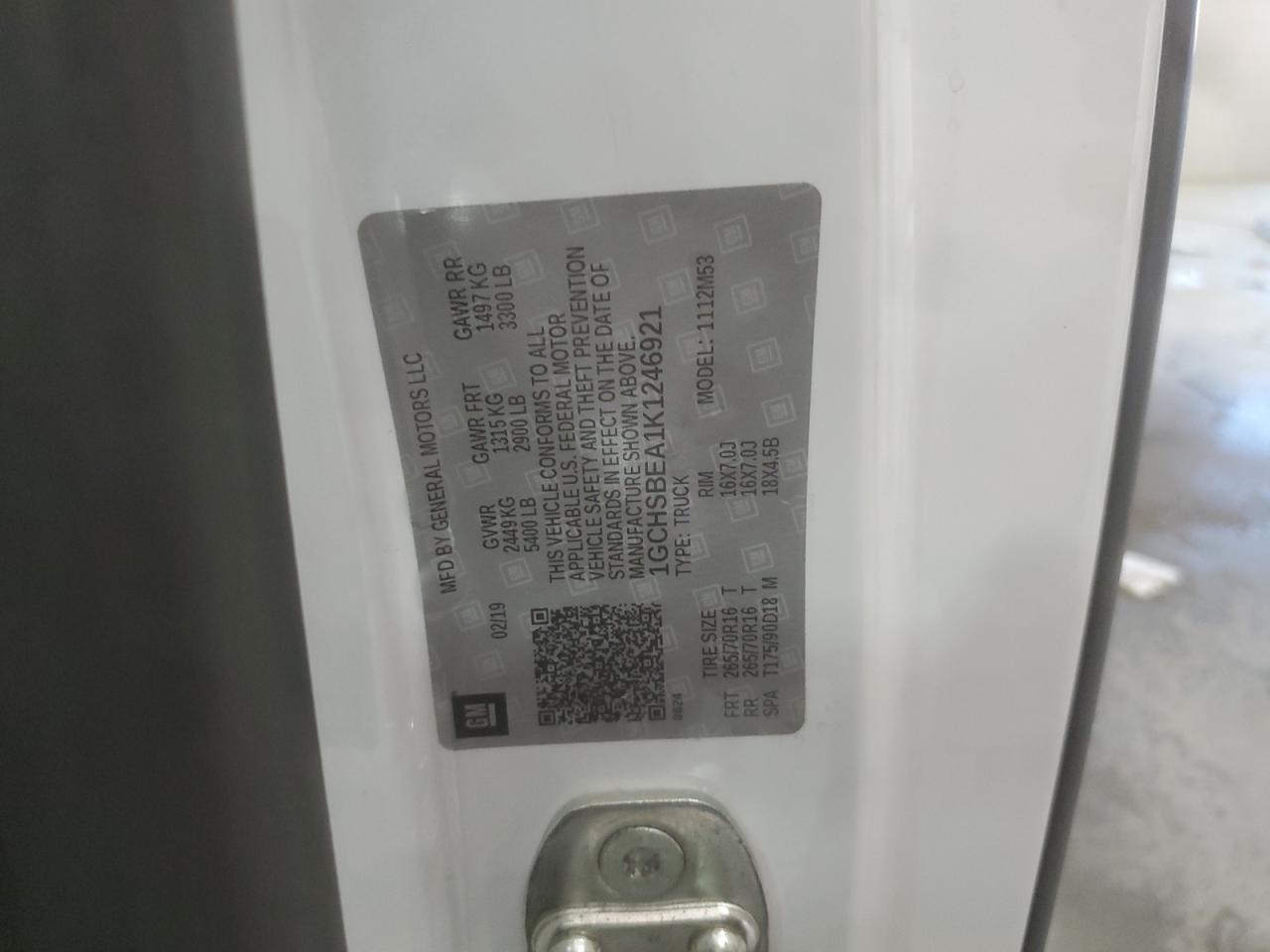 2019 Chevrolet Colorado VIN: 1GCHSBEA1K1246921 Lot: 91872955