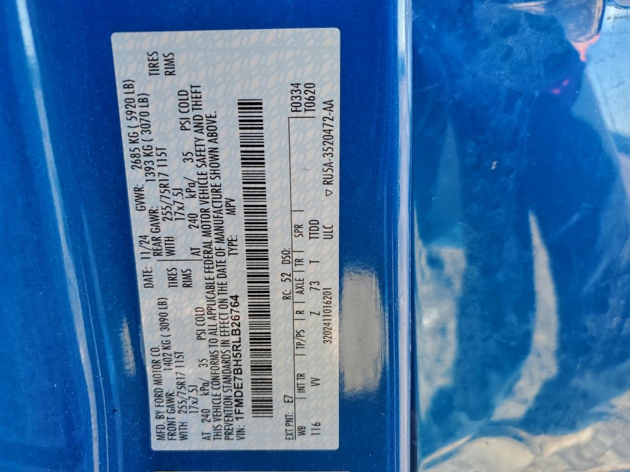 2024 Ford Bronco Big Bend VIN: 1FMDE7BH5RLB26764 Lot: 93739275