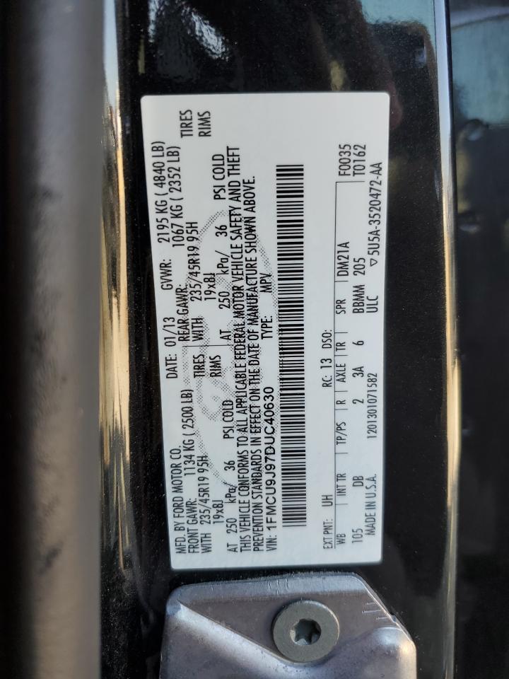 2013 Ford Escape Titanium VIN: 1FMCU9J97DUC40630 Lot: 93004285