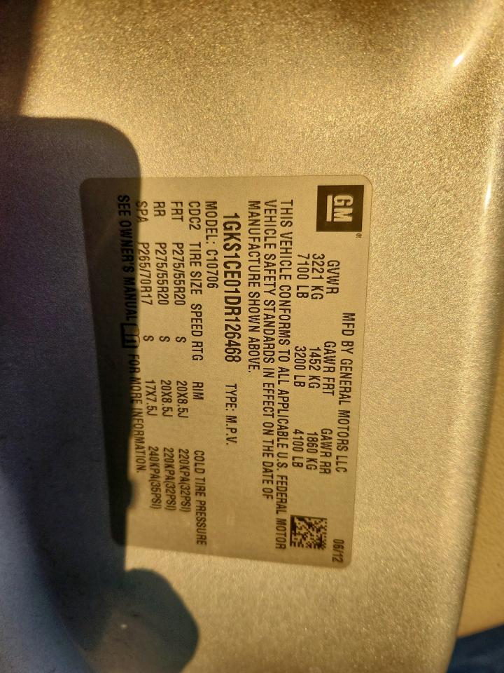 2013 GMC Yukon Slt VIN: 1GKS1CE01DR126468 Lot: 93104565