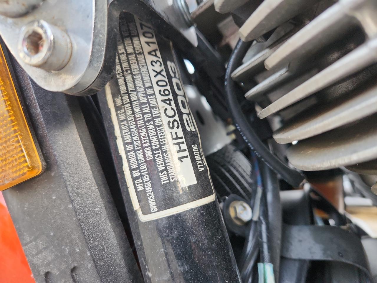 2003 Honda Vtx1800 C VIN: 1HFSC460X3A107673 Lot: 91929845