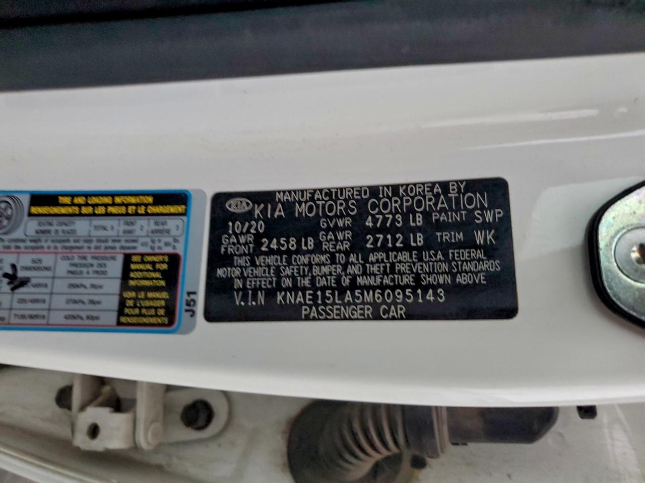 2021 Kia Stinger VIN: KNAE15LA5M6095143 Lot: 94672995