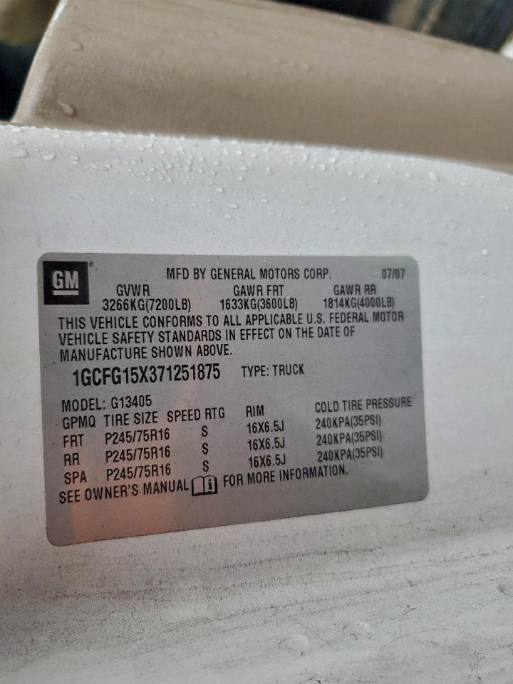 2007 Chevrolet Express G1500 VIN: 1GCFG15X371251875 Lot: 94596315