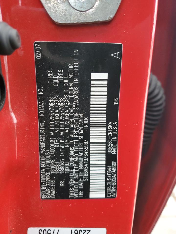 2007 Toyota Tundra Double Cab Sr5 VIN: 5TBBV54197S455987 Lot: 92095405