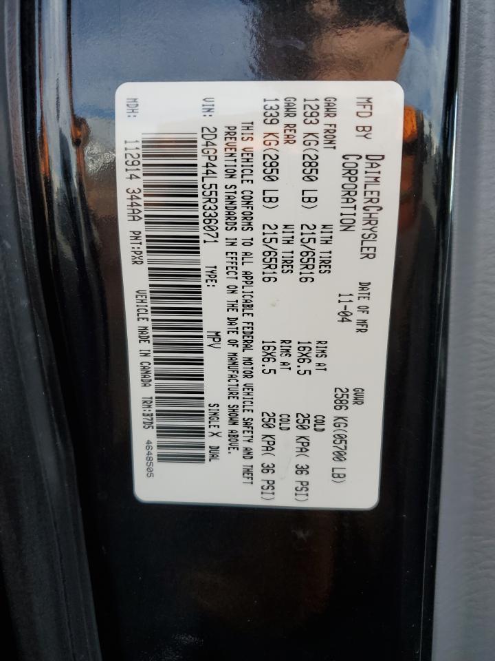 2005 Dodge Grand Caravan Sxt VIN: 2D4GP44L55R336071 Lot: 91312875