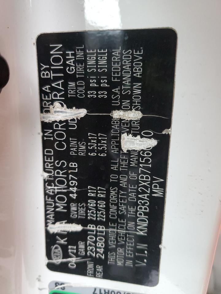 2011 Kia Sportage Lx VIN: KNDPB3A2XB7156020 Lot: 93181665