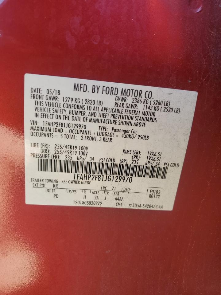 2018 Ford Taurus Limited VIN: 1FAHP2F81JG129970 Lot: 91524525