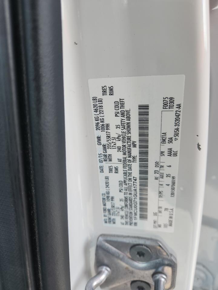 2016 Ford Escape Se VIN: 1FMCU0G71GUA17747 Lot: 93022245